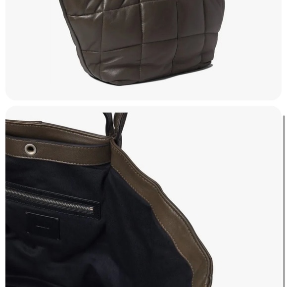 All Saints Nadaline Quilted Leather Tote Bag Olive Green Org. 369.00 - Picture 3 of 3